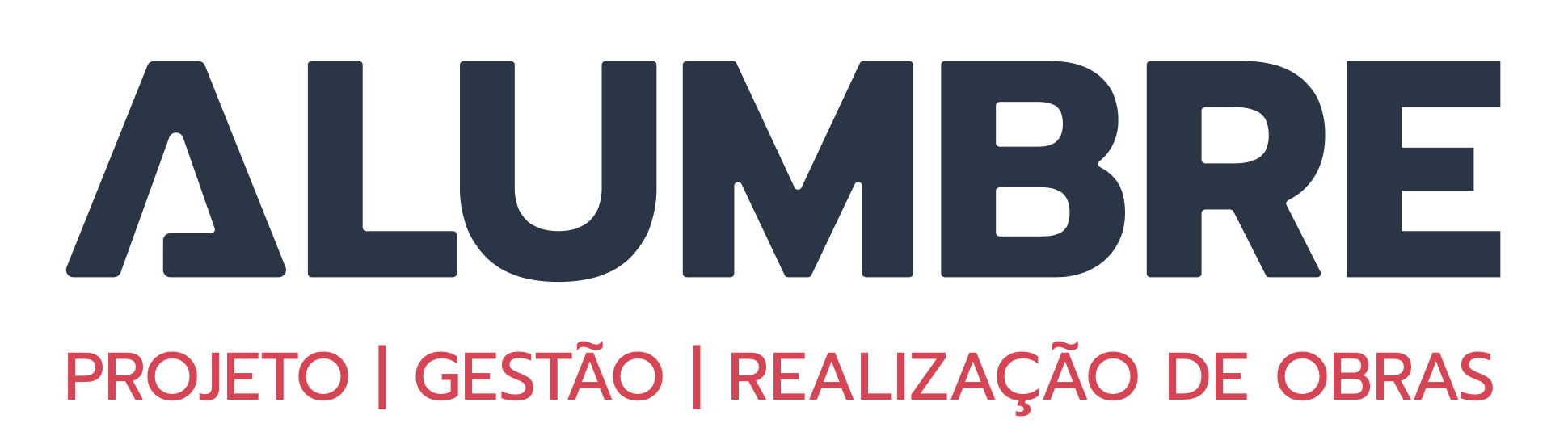 Logotipo da Alumbre com dizeres Alumbre - Projeto | Gestão | Realização de obras